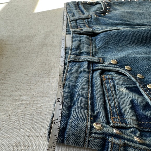 Reformation Cary High Rise Slouchy Wide Leg Jeans Chesapeake Studded 29 - Picture 8 of 10